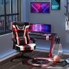 Vinsetto Fauteuil de bureau gaming massant - pivotant, inclinable, réglable - coussin lombaire, tétière, repose-pieds inclus - PVC rouge blanc noir