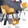 HOMCOM Chaises de Visiteur Design scandinave - Lot de 2 chaises - Pieds effilés Bois Noir - Assise Dossier accoudoirs ergonomiques Velours Moutarde