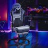 Autofull Chaise Gaming Fauteuil Gamer Ergonomique Chaise Gamer Cuir PU Chaise De Bureau, Hauteur D'assise et Inclinaison du Dossier Réglables,Appui-tête et Support lombair, Repose-Pieds,Gris