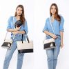 51R5nprHunL._AC_.jpg Sac a Main Femme Sac Bandouliere Sac élégant en PU Cuir Sacs Fourre-tout Sacs Portés Main de 3 pièces (A-beige-noir)