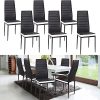 Lot de 6 chaises de Salle a Manger, Siege Rembourre Epais, Noir et Blanc Tampon (Noir-6-B)