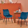 IDMarket - Lot de 4 chaises Mady en Velours Bleu pour Salle à Manger
