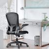 MFAVOUR Chaise Bureau Ergonomique Chaises de Burea Fauteuil de Bureau avec Accoudoires Rabattable/Support Lombaire Siège Pivotant en Maille Respirante Noire/Charge Max.110KG