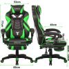 Zeanus Chaise Gaming pour Adultes, Fauteuil Gamer avec Massage, Chaise de Jeu avec Repose-Pieds, Inclinable Chaise Gaming, Haute Dossier Fauteuil de Jeu PC, Ergonomique Fauteuil Gaming (Vert)