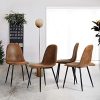 Homy Casa Chaises de Salle à Manger Ensemble de 2 Chaises de Cuisine à Siège et à Dossier Moelleux avec Pieds en Métal Massif pour Salon Chambre Suede Brown
