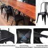 ZMALL Lot de 4 chaises de salle à manger en métal empilables pour intérieur ou extérieur, design de style industriel pour une cour, un bistrot, une cuisine, un café, un bar