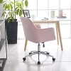 Zoyo Rose Chaise de Bureau en Velours Ergonomique Fauteuil Chaise D'ordinateur Pivotant Chaise de Travail Réglable Chaise de Manucure avec Fonction d'inclinaison (Rose avec Bras)