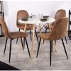 Homy Casa Chaises de Salle à Manger Ensemble de 2 Chaises de Cuisine à Siège et à Dossier Moelleux avec Pieds en Métal Massif pour Salon Chambre Suede Brown