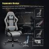 51kjrj-TViS._AC_.jpg Chaise Gaming, Fauteuil Gaming en Tissu Racing Chaise de Bureau Ergonomique,Siège Pivotant Haut Dossier Inclinable (Gris)