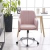 Zoyo Rose Chaise de Bureau en Velours Ergonomique Fauteuil Chaise D'ordinateur Pivotant Chaise de Travail Réglable Chaise de Manucure avec Fonction d'inclinaison (Rose avec Bras)