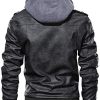 51mOWPg4CAL._AC_.jpg MEHOUSE Blouson Homme Sweatshirt, Veste en Cuir PU avec Capuche pour Hommes, Amovible Manteau Chaud Automne Hiver Bomber Biker Veste Mens Hooded Leather Jacket