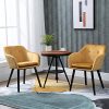 HOMCOM Chaises de Visiteur Design scandinave - Lot de 2 chaises - Pieds effilés Bois Noir - Assise Dossier accoudoirs ergonomiques Velours Moutarde