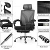51nB3S5Hd0L._AC_.jpg Hbada Chaise de Bureau en Maille Respirante, Fauteuil d'Ordinateur Ergonomique, Siège Pivotant avec Dossier Inclinable à 155°, Rotation à 360°, Appui-Tête et Hauteur Réglables, Noir(avec Repose-Pied)
