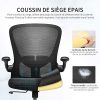 MFAVOUR Chaise Bureau Ergonomique Chaises de Burea Fauteuil de Bureau avec Accoudoires Rabattable/Support Lombaire Siège Pivotant en Maille Respirante Noire/Charge Max.110KG
