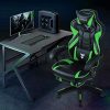 Zeanus Chaise Gaming pour Adultes, Fauteuil Gamer avec Massage, Chaise de Jeu avec Repose-Pieds, Inclinable Chaise Gaming, Haute Dossier Fauteuil de Jeu PC, Ergonomique Fauteuil Gaming (Vert)