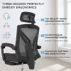 51rC8Cd4lwL._AC_.jpg Hbada Chaise de Bureau en Maille Respirante, Fauteuil d'Ordinateur Ergonomique, Siège Pivotant avec Dossier Inclinable à 155°, Rotation à 360°, Appui-Tête et Hauteur Réglables, Noir(avec Repose-Pied)