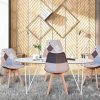 Lot de 4 chaises de salle à manger ergonomiques simples en coton et lin Patchwork bois massif pour cuisine, salon, bureau (gris, 4)