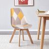 ELLEXIR Lot de 2 Chaises de Salle à Manger Lot de 2 en Lin,Chaise de Cuisine,Retro Patchwork Chaises,avec Base en Bois à Chevilles Patchwork Jaune