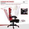 Vinsetto Fauteuil de bureau gaming massant - pivotant, inclinable, réglable - coussin lombaire, tétière, repose-pieds inclus - PVC rouge blanc noir