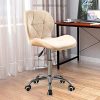 51uat0YoeDL._AC_.jpg Radelldar Beige Fauteuil de Bureau en Velours Pivotant Hauteur Réglable Chaise de Bureau à roulettes Chaise D'ordinateur pour Le Bureau à Domicile (Beige)