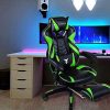 Zeanus Chaise Gaming pour Adultes, Fauteuil Gamer avec Massage, Chaise de Jeu avec Repose-Pieds, Inclinable Chaise Gaming, Haute Dossier Fauteuil de Jeu PC, Ergonomique Fauteuil Gaming (Vert)