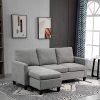 51wLqhEZv2L._AC_.jpg HOMCOM Canapé d'angle 3 Places méridienne réversible garnissage Mousse Haute densité 28D Tissu Polyester Gris Clair