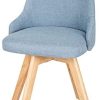ARTETHYS Chaises de Salle à Manger Scandinaves, Assise et Dossier Pivotant à 360°, Chaises de Bureau avec Pieds en Bois, Chaise pour Salon Chambre Coiffeuse, Bleu-gris