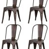 BenyLed Lot de 4 Chaises de Salle à Manger Empilables en Métal Style Industriel Vintage, Convient pour Une Utilisation Intérieure et Extérieure, Chaise de Jardin, Glaçage