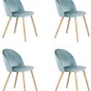 BenyLed Lot de 4 Chaises de Salle à Manger Rembourrées avec Dossier en Velours Doux et Pieds Réglables en Métal Style Bois (Vert)