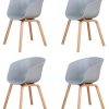 BenyLed Lot de 4 Chaises de Salle à Manger Scandinave Design Rétro Chaise D'appoint avec Pieds en Bois de Chêne et Assise en Polypropylène (Gris)