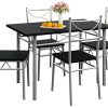 CASARIA Ensemble 5 pièces Paul Noir 1 Table 4 chaises MDF métal laqué Cuisine Ensemble Table et chaises pour Salle à Manger