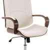 CLP Fauteuil De Bureau Ergonomique Dayton Similicuir I Assise Rembourrée I Chaise De Bureau Réglable en Hauteur avec Accoudoirs Et roulettes, Couleur:Noyer/Blanc