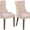 CLP Lot De 2 Chaises De Salle A Manger Aberdeen en Tissu I Chaise Rembourrée avec Piétement en Bois D'Hévéa Et Dossier, Couleur:crème, Couleur du Cadre:Antique Clair