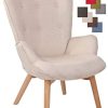 Chaise Lounge Durham en Tissu I Chaise Fauteuil pour Salon Ou Salle A Manger I Piètement en Bois I Design Scandinave, Couleur:crème