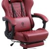 Dowinx Chaise Gaming Ergonomique Fauteuil de Bureau et PC avec Dowinx Chaise Gaming Ergonomique Fauteuil de Bureau et PC avec Support Lombaire de Massage, Modèle Vantage Siège de Travail en Cuir PU Haut Dossier pivotant réglable avec Repose Pied (Rouge)
