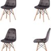 EDLMH Lot de 4 chaises de salle à manger ergonomiques EDLMH Lot de 4 chaises de salle à manger ergonomiques en similicuir et velours avec cadre en métal et pieds en bois de hêtre pour salle à manger, bureau, salon, chambre, café (4, gris velours)