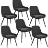 ELIGHTRY Lot de 6 Chaises de Salle à Manger Rétro Chaise de Cuisine avec Dossier Chaise de Salon Assise en Velours et Pieds en Métal,Noir