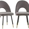 Greneric - Lot de 2/4/6 chaises - Salle à manger, cuisine, salon - Velours doux, avec pieds en métal doré - Velours gris