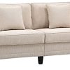 HOMCOM Canapé 3 Places dim. 197L x 84P x 90H cm Coussin déco. Inclus Pieds Bois Massif pin Tissu Aspect Velours côtelé Beige