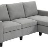 HOMCOM Canapé d'angle 3 Places méridienne réversible garnissage Mousse Haute HOMCOM Canapé d'angle 3 Places méridienne réversible garnissage Mousse Haute densité 28D Tissu Polyester Gris Clair