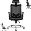 HomeGoGo Chaise de Bureau, Fauteuil d'Ordinateur Ergonomique en Maille Siège Réglable Maison Chaise Exécutive avec Appui-tête Accoudoir Fauteuil Pivotant pour Hommes Femmes, Charge 150kg, LJ-2033A