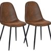 Homy Casa Chaises de Salle à Manger Ensemble de 2 Chaises de Cuisine à Siège et à Dossier Moelleux avec Pieds en Métal Massif pour Salon Chambre Suede Brown