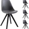 IDIMEX Lot de 4 chaises de Salle à Manger RETO Style scandinave Design Nordique avec piètement en Bois Massif de Coloris Noir, siège Coque en Plastique Gris