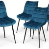 IDMarket - Lot de 4 chaises Mady en Velours Bleu pour Salle à Manger