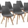 IDMarket - Lot de 6 chaises SARA Gris foncé pour Salle à Manger