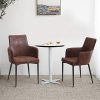 KJ Lot de 2 chaises fauteuil de salle à manger KJ Lot de 2 chaises fauteuil de salle à manger en cuir, floqué vintage, style industriel,fauteuil salon pieds en métal, chaises de chambre à coucher avec dossier et accoudoirs, Marron