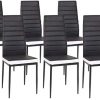 Lot de 6 chaises de Salle a Manger, Siege Rembourre Epais, Noir et Blanc Tampon (Noir-6-B)