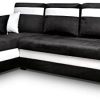 MEUBLO Canapé d'angle Convertibles 3 Place Tissu + Simili Cuir MEUBLO Canapé d'angle Convertibles 3 Place Tissu + Simili Cuir Tommy (Noir, Canapé d'angle Gauche)