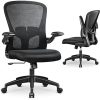 MFAVOUR Chaise Bureau Ergonomique Chaises de Burea Fauteuil de Bureau avec Accoudoires Rabattable/Support Lombaire Siège Pivotant en Maille Respirante Noire/Charge Max.110KG