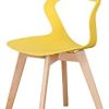 MeillAcc Lot de 4 chaises de salle à manger creuses en plastique pour salon, salle à manger, chambre à coucher, jaune